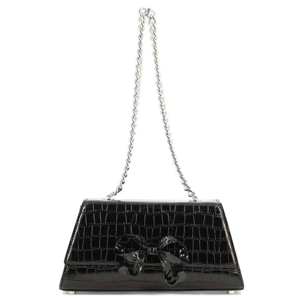 Self-Portrait Self-Portrait Croc Bow Mini Shoulder Bag ~ Black
